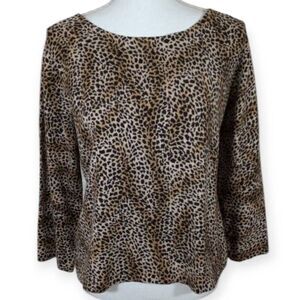 WORLD REPUBLIC CLOTHING CO. BLACK & TAN LEOPARD PRINT TOP SZ.XL EUC.